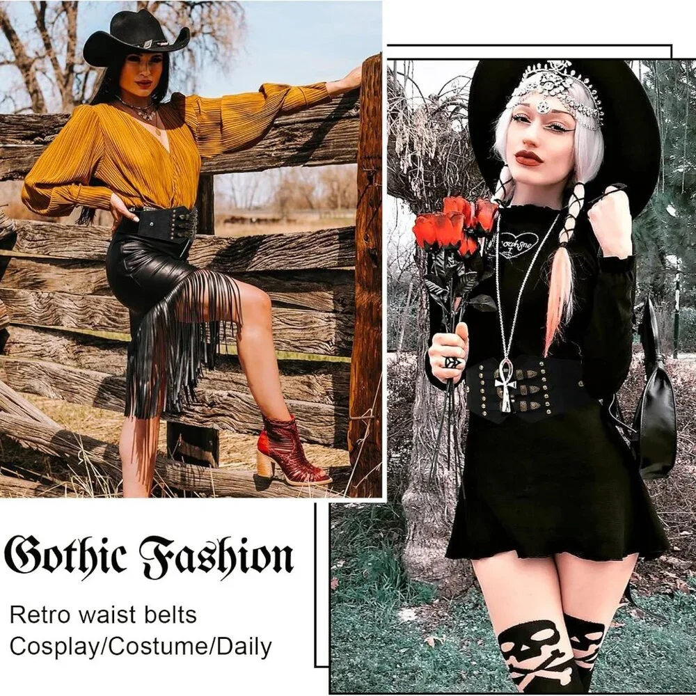 Renaissance Corset Belt for Women Wide Leather Waist Belt for Dresses and Costum - Picture 3 of 7